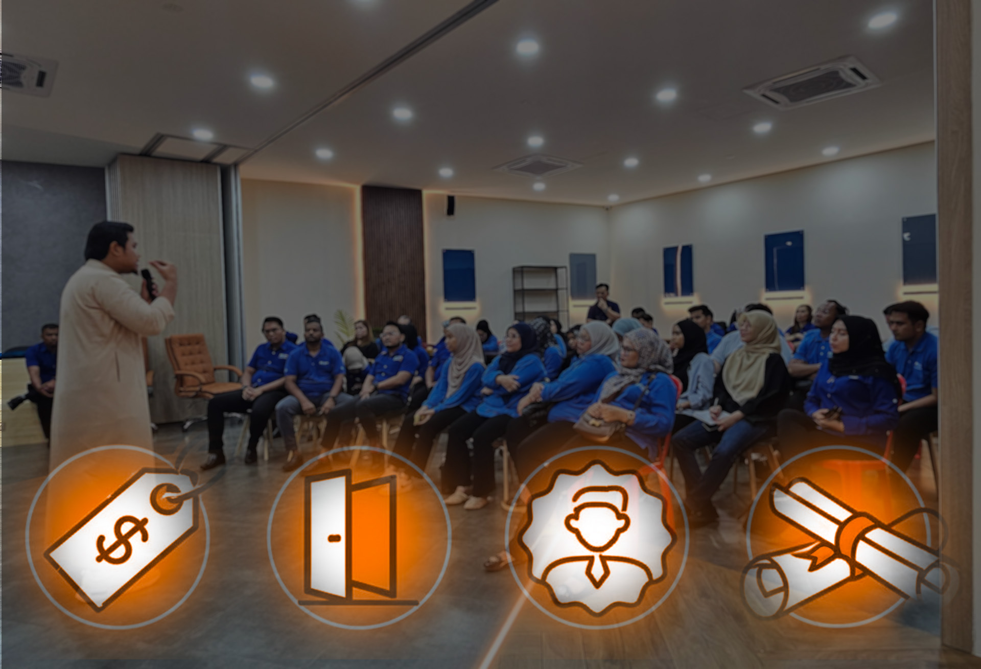 Imej pasukan Global MESRA Outreach yang sedia membantu